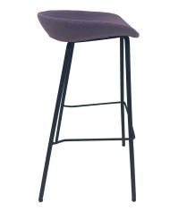 Taburete KIEL, metal, tapizado tejido rosa