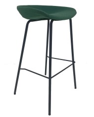 Taburete KIEL, metal, tapizado tejido verde