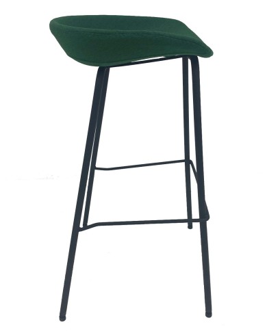 Taburete KIEL, metal, tapizado tejido verde