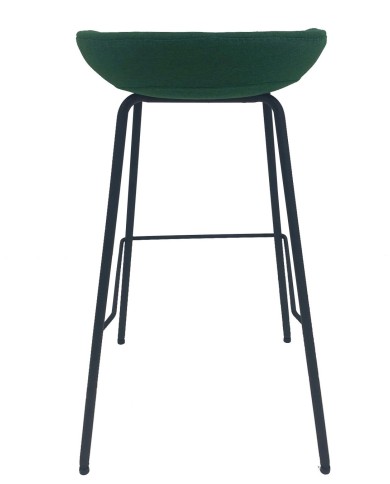 Taburete KIEL, metal, tapizado tejido verde