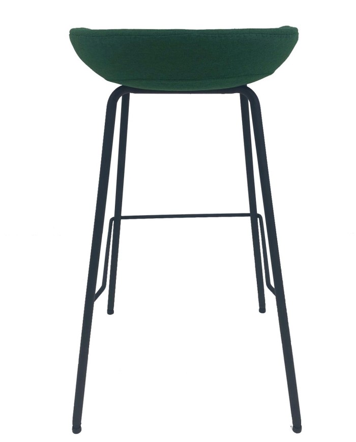 Taburete KIEL, metal, tapizado tejido verde