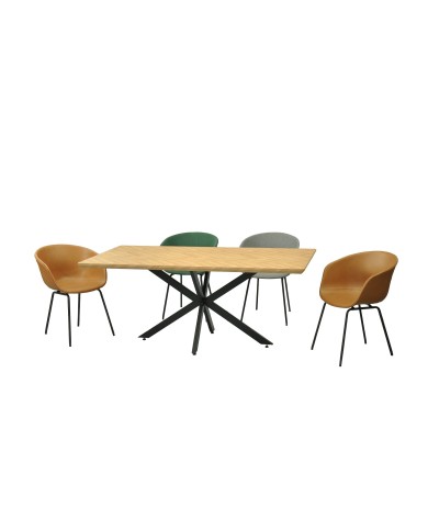 Mesa SORRENTO 180, metal, negro, tapa decor,180 x 90 cms
