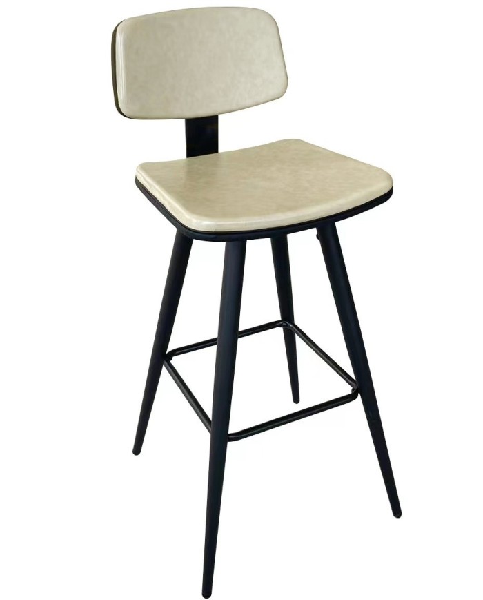 Taburete FASHION, metal, tapizado similpiel beige vintage