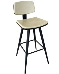 Taburete FASHION, metal, tapizado similpiel beige vintage