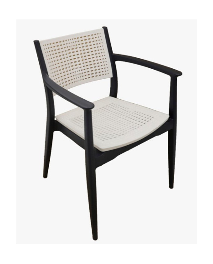 Sillón MILTON, apilable, polipropileno antracita y blanco