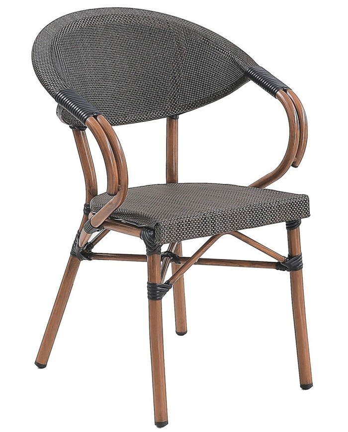 Sillón NERJA, apilable, aluminio, teslin marrón