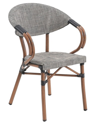 Sillón NERJA, apilable, aluminio, teslin gris bronce