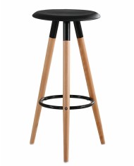 Taburete OTILIO NEW, madera, polipropileno negro