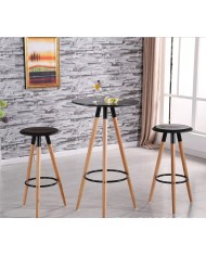 Taburete OTILIO NEW, madera, polipropileno negro