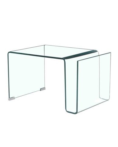 Mesa ATLANTIS (SU), baja, cristal curvado transparente, 42 x 38 cms.