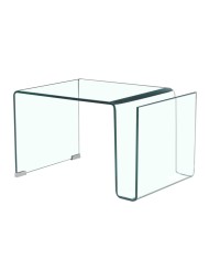 Mesa ATLANTIS (SU), baja, cristal curvado transparente, 42 x 38 cms.