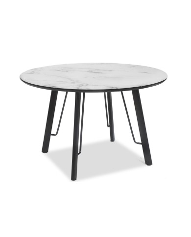 Mesa BIAGIO, metal, tapa DM imitación mármol, 120 cms de diámetro