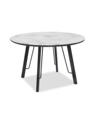 Mesa BIAGIO, metal, tapa DM imitación mármol, 120 cms de diámetro