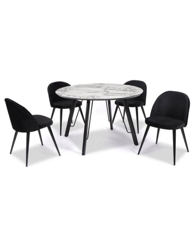 Mesa BIAGIO, metal, tapa DM imitación mármol, 120 cms de diámetro