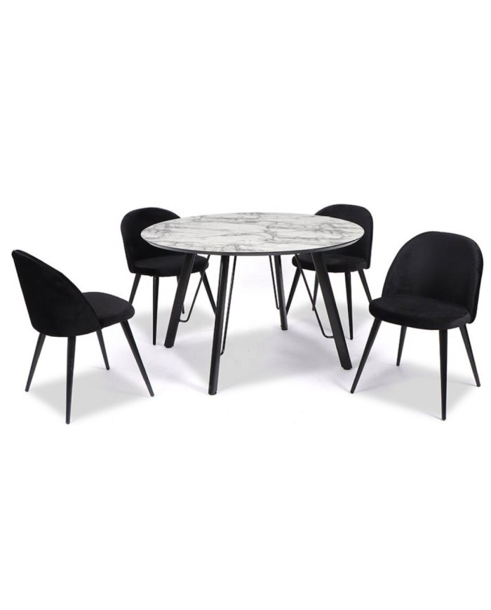 Mesa BIAGIO, metal, tapa DM imitación mármol, 120 cms de diámetro