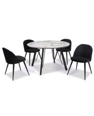 Mesa BIAGIO, metal, tapa DM imitación mármol, 120 cms de diámetro