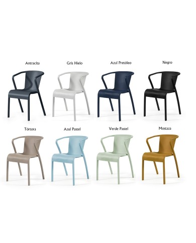 Sillón LUGO, apilable,  polipropileno tórtora