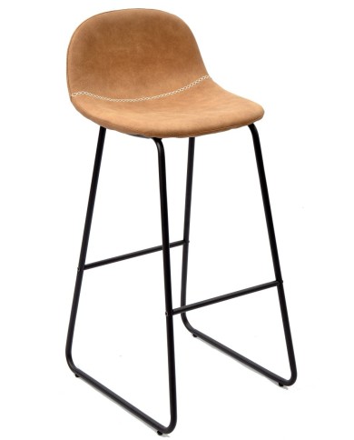Taburete MOSS NEW, metal, similpiel marrón claro