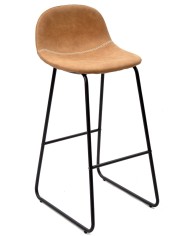 Taburete MOSS NEW, metal, similpiel marrón claro
