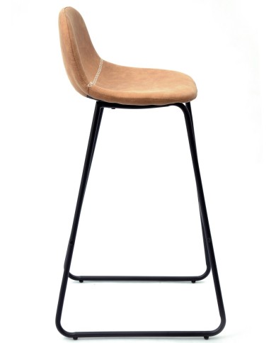 Taburete MOSS NEW, metal, similpiel marrón claro