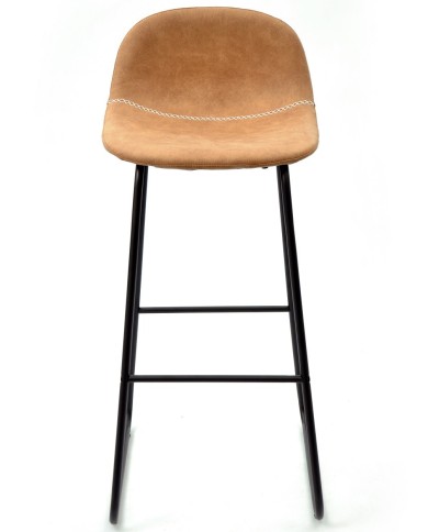 Taburete MOSS NEW, metal, similpiel marrón claro