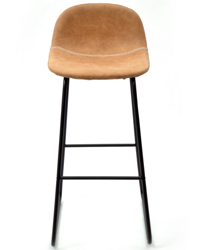 Taburete MOSS NEW, metal, similpiel marrón claro
