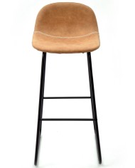Taburete MOSS NEW, metal, similpiel marrón claro