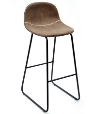 Taburete MOSS NEW, metal, similpiel marrón oscuro