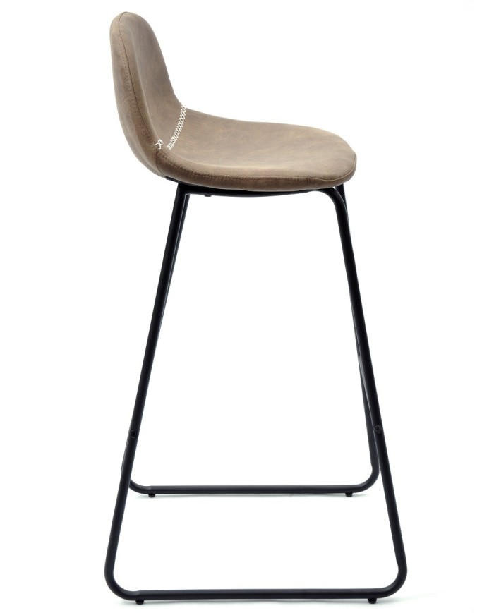 Taburete MOSS NEW, metal, similpiel marrón oscuro