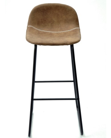 Taburete MOSS NEW, metal, similpiel marrón oscuro