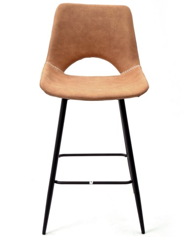 Taburete ANTIBES NEW, metal, similpiel marrón claro