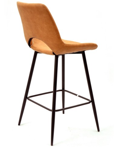 Taburete ANTIBES NEW, metal, similpiel marrón claro