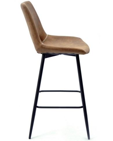 Taburete ANTIBES NEW, metal, similpiel marrón oscuro