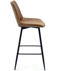 Taburete ANTIBES NEW, metal, similpiel marrón oscuro