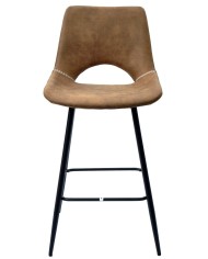 Taburete ANTIBES NEW, metal, similpiel marrón oscuro