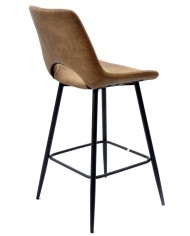 Taburete ANTIBES NEW, metal, similpiel marrón oscuro