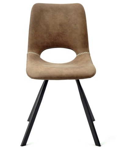 Silla ANTIBES NEW, metal, similpiel marrón oscuro