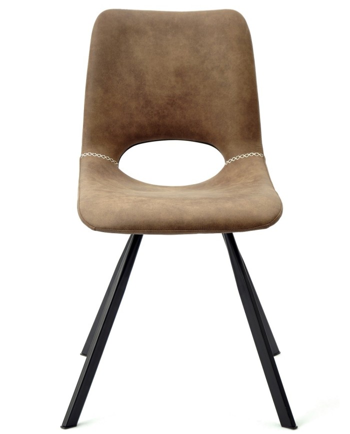 Silla ANTIBES NEW, metal, similpiel marrón oscuro