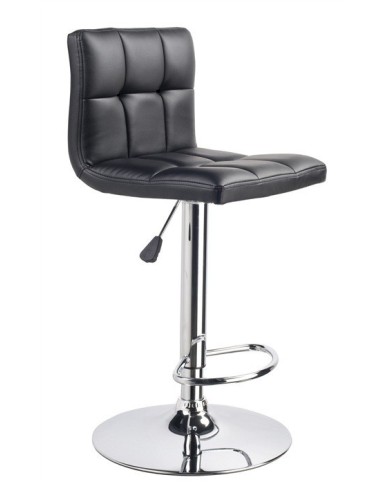 Taburete MIAMI (M), cromado, similpiel negra