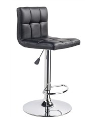 Taburete MIAMI (M), cromado, similpiel negra