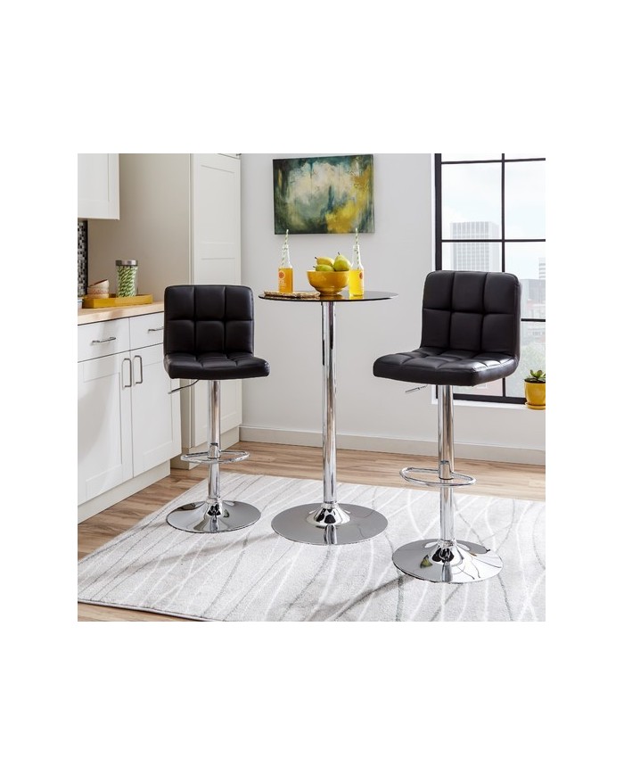 Taburete MIAMI (M), cromado, similpiel negra