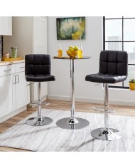 Taburete MIAMI (M), cromado, similpiel negra