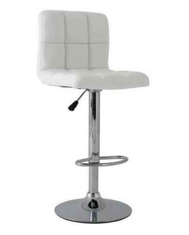 Taburete MIAMI (M), cromado, similpiel blanca