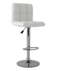 Taburete MIAMI (M), cromado, similpiel blanca