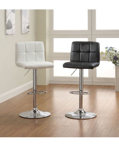 Taburete MIAMI (M), cromado, similpiel blanca