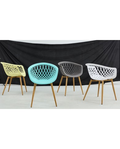 Sillón STRAUSS, metal, polipropileno verde pastel