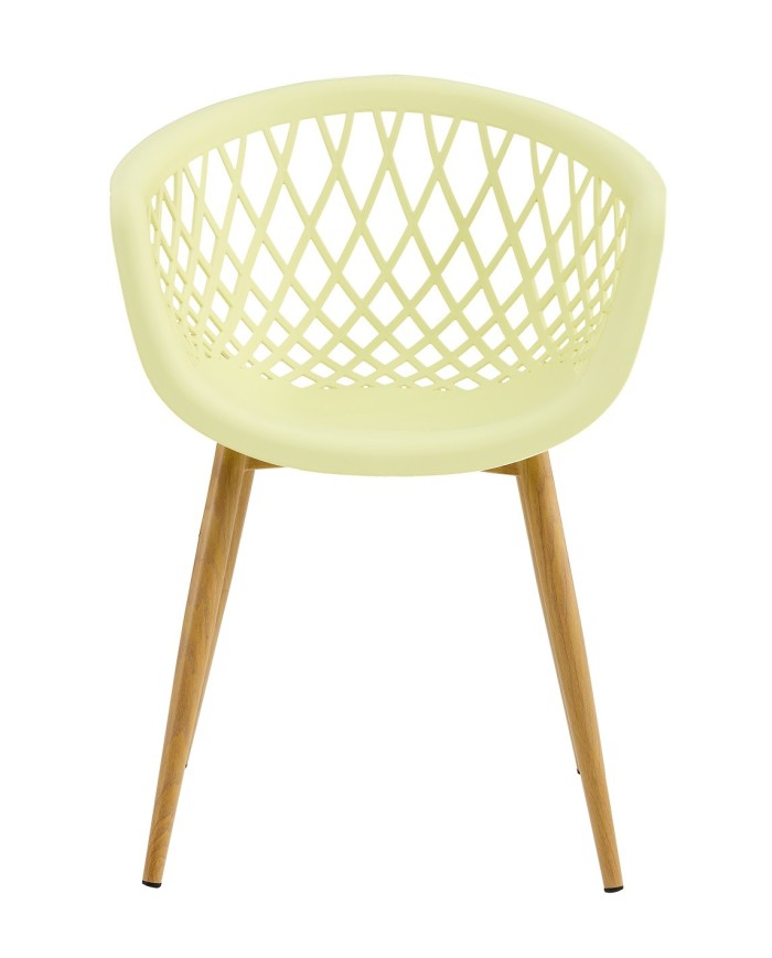 Sillón STRAUSS, metal, polipropileno amarillo pastel