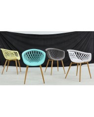 Sillón STRAUSS, metal, polipropileno amarillo pastel