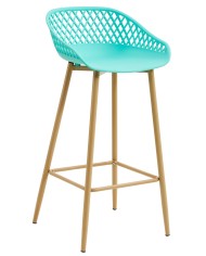 Taburete STRAUSS, metal, polipropileno verde pastel