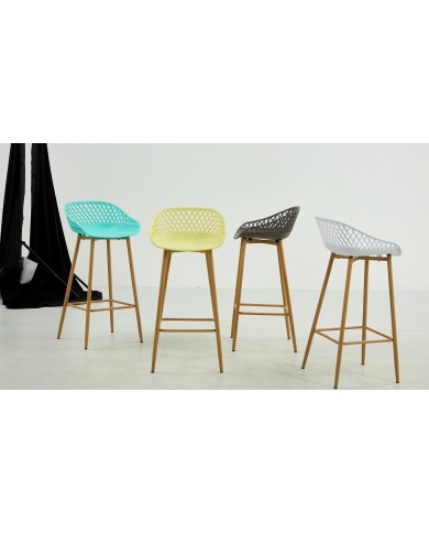 Taburete STRAUSS, metal, polipropileno verde pastel